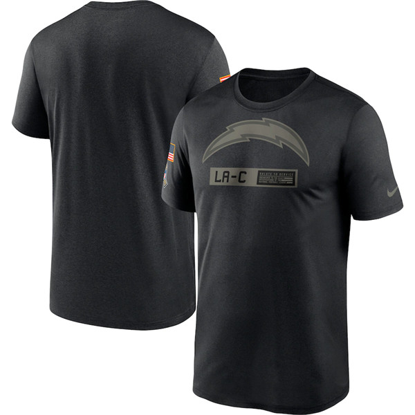 Men's Los Angeles Chargers 2020 Black Salute To Service Performance NFL T-Shirt